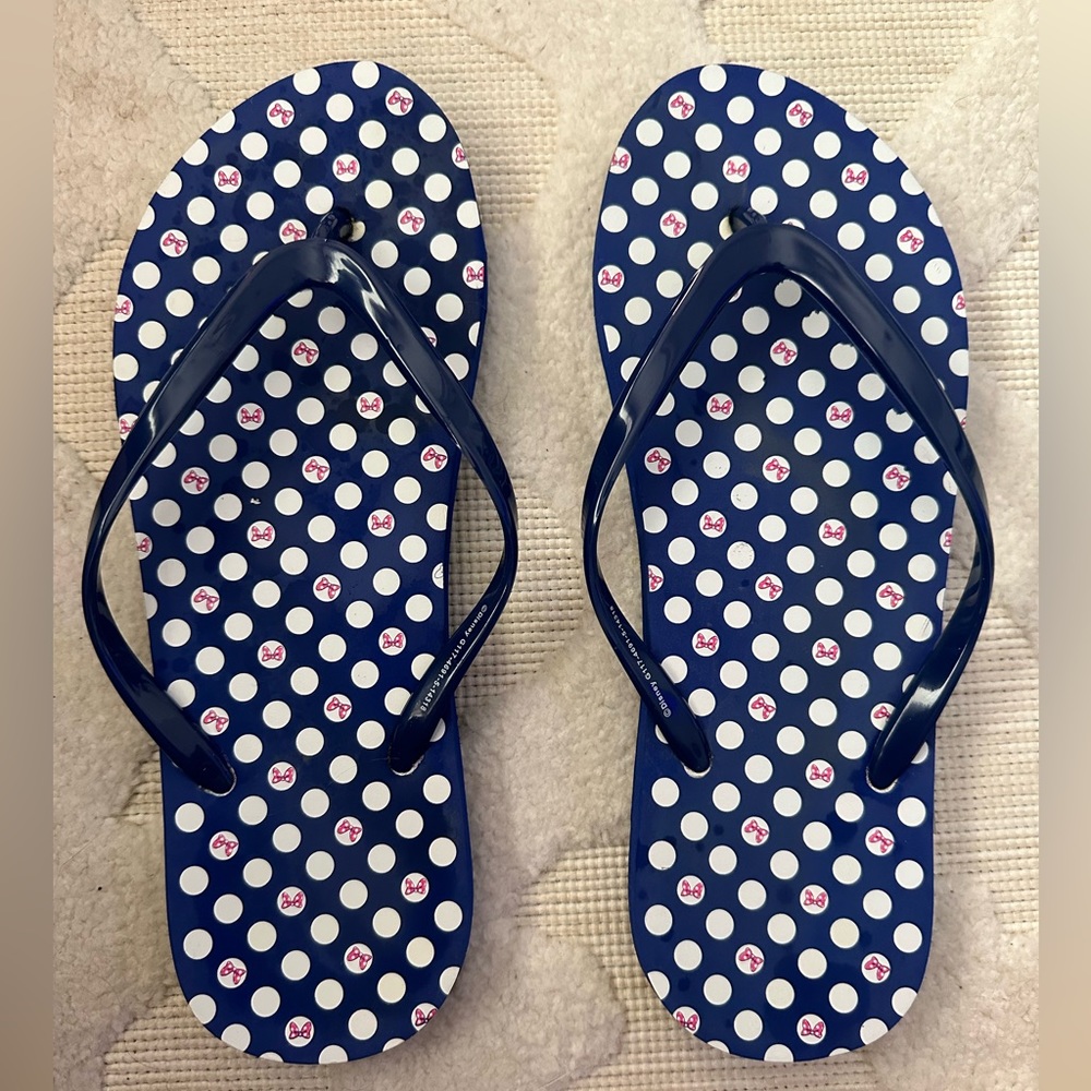Official Disney Blue Minnie Mouse Bow Thong Sandals Women’s size 11